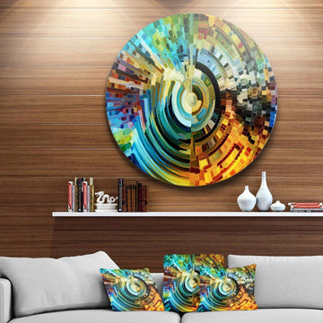 Paths of Stained Glass - Abstract Metal Circle Wall Art